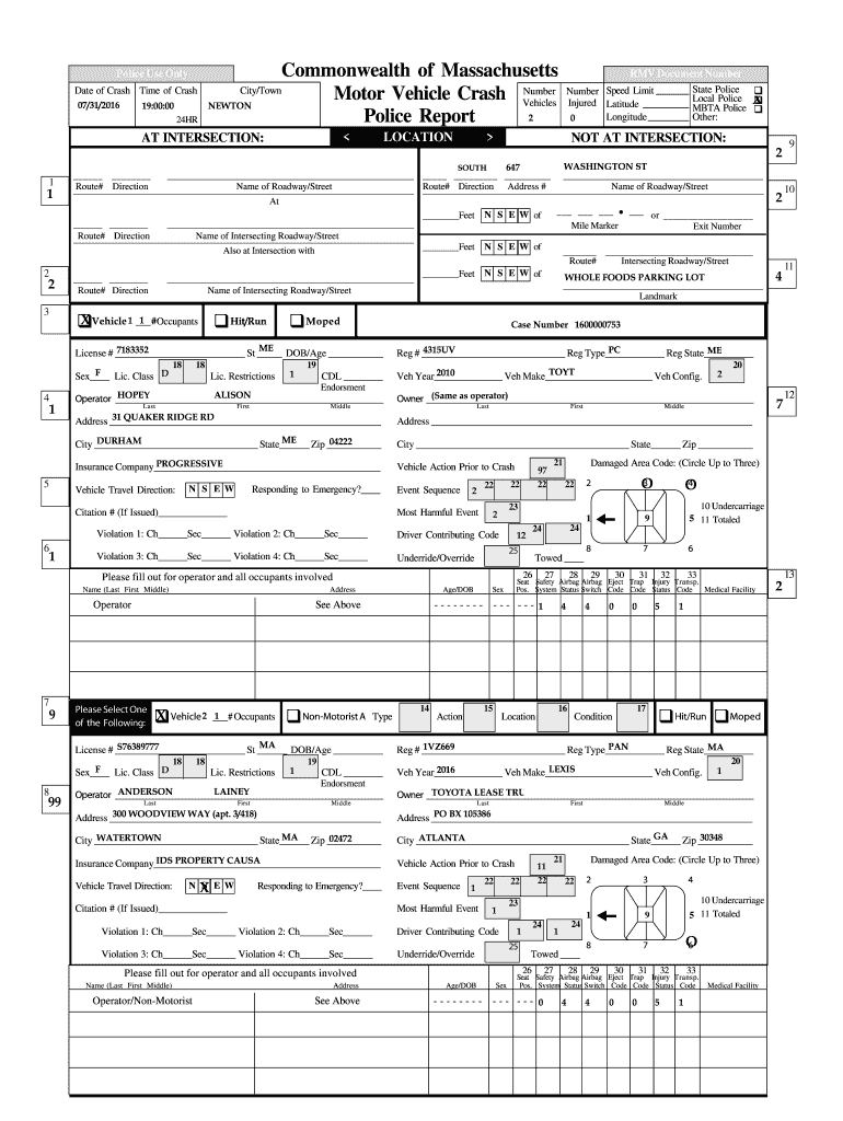 Police report form
